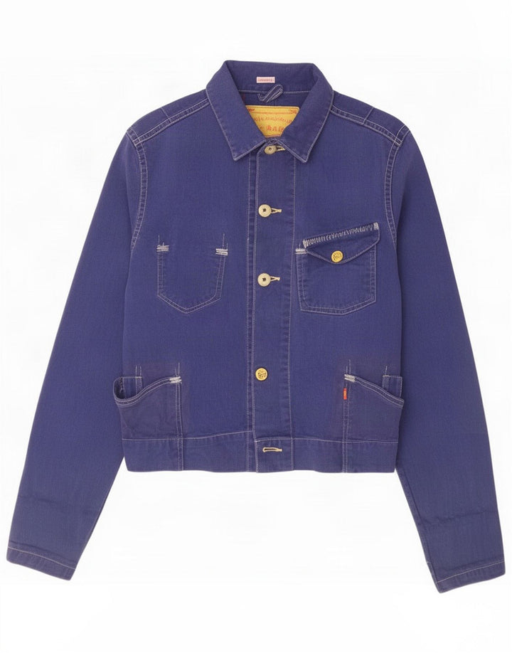 Jaqueta jeans feminina Levi's Reino Unido 14 algodão roxo médio