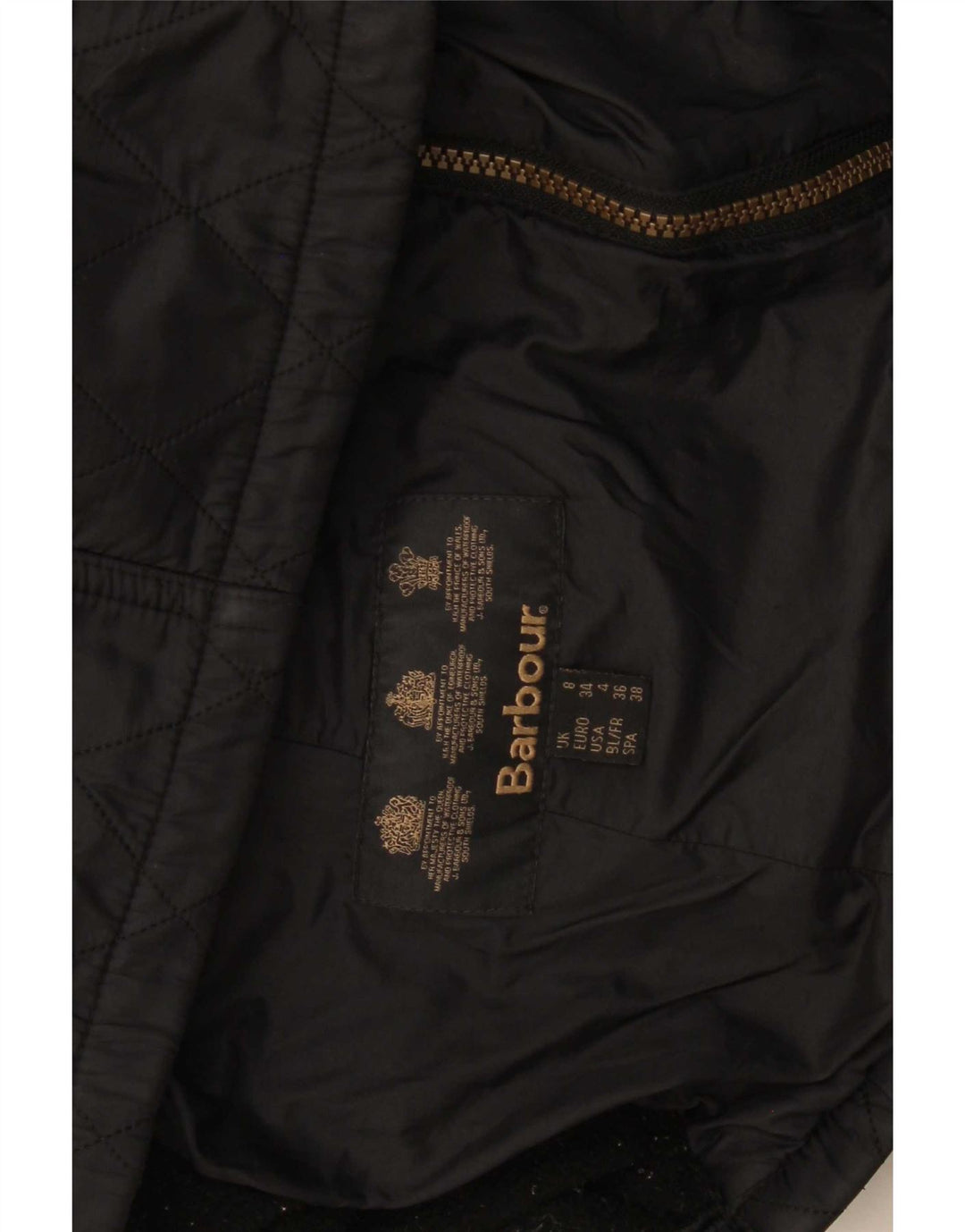 Jaqueta feminina acolchoada com capuz Barbour UK 8 pequena preta