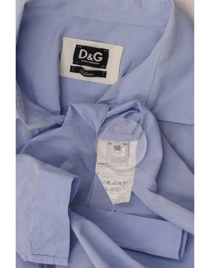 Camisa Slim Fit Masculina Dolce & Gabbana IT 50 Algodão Azul Médio
