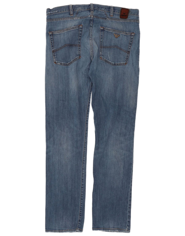 Armani Mens Slim Jeans W34 L30 Azul Algodão