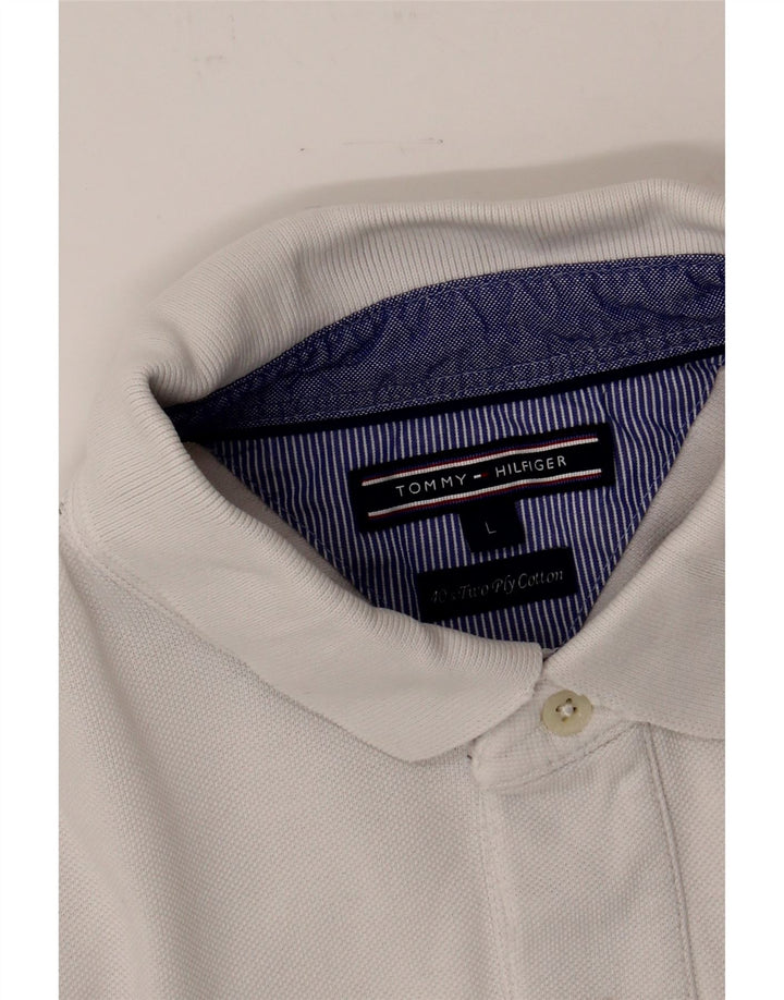 TOMMY HILFIGER Mens Polo Shirt Large White Cotton Vintage Tommy Hilfiger and Second-Hand Tommy Hilfiger from Messina Hembry 