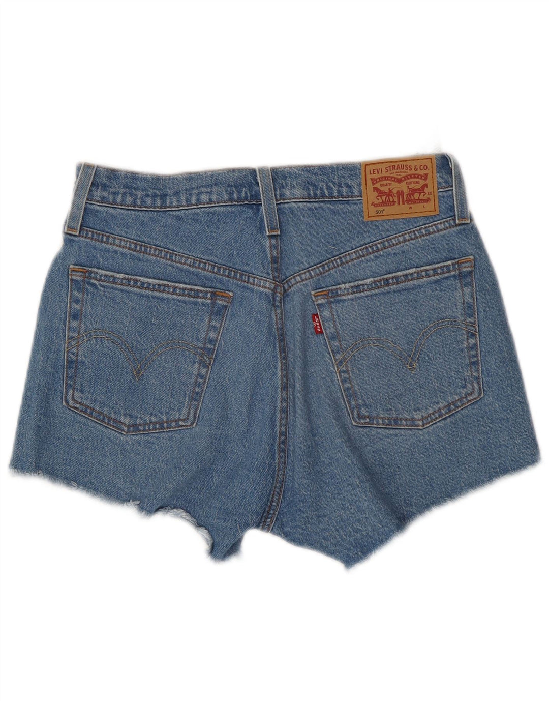 LEVI'S Womens 501 Denim Hot Pants W27 Pequeno Azul Algodão