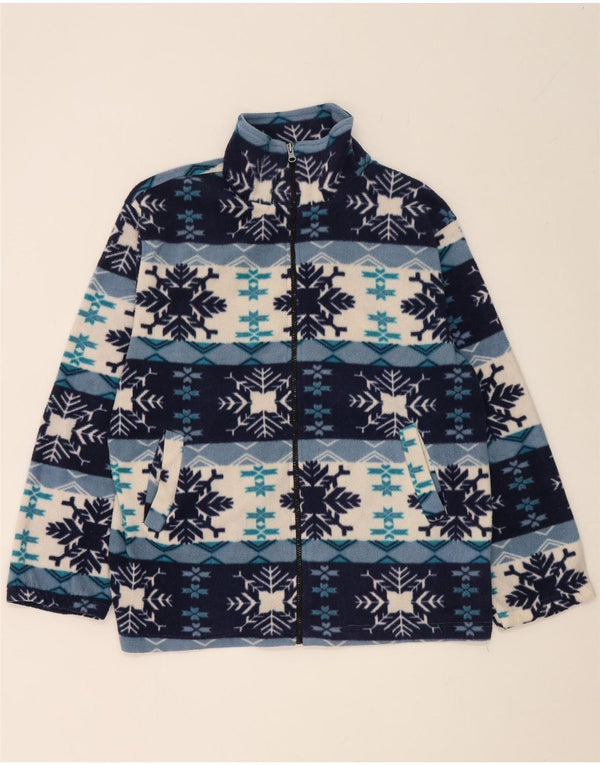 Jaqueta de lã masculina vintage UK 42 XL azul Fair Isle Viscose