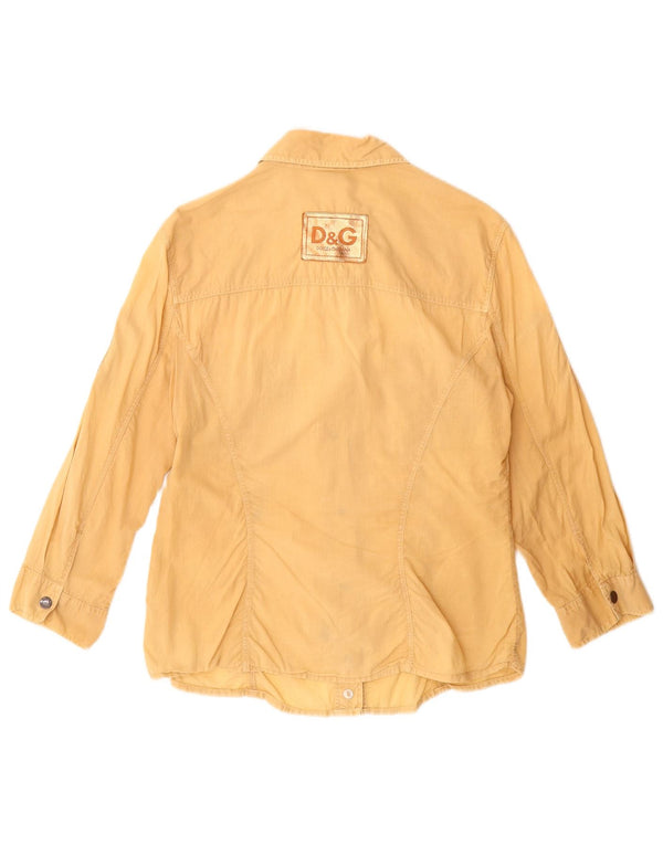 Camisa feminina DOLCE & GABBANA UK 14 grande algodão bege