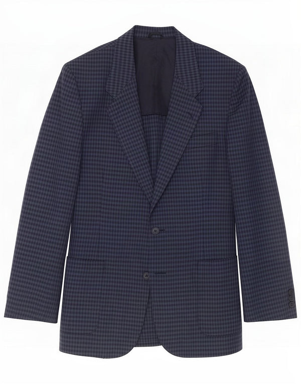 Jaqueta Blazer Masculina Vintage de 2 Botões IT 50 Grande Gingham Azul Marinho