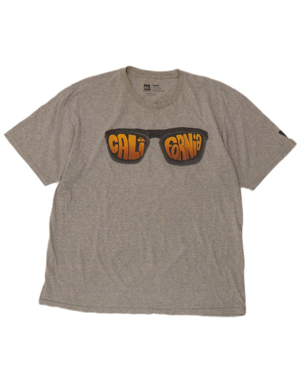 Camiseta gráfica masculina Quiksilver Top XL algodão cinza