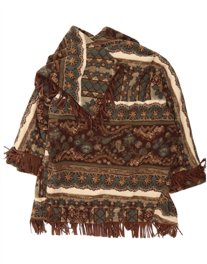 Casaco poncho aberto feminino Castellani Reino Unido 22 3XL marrom geométrico