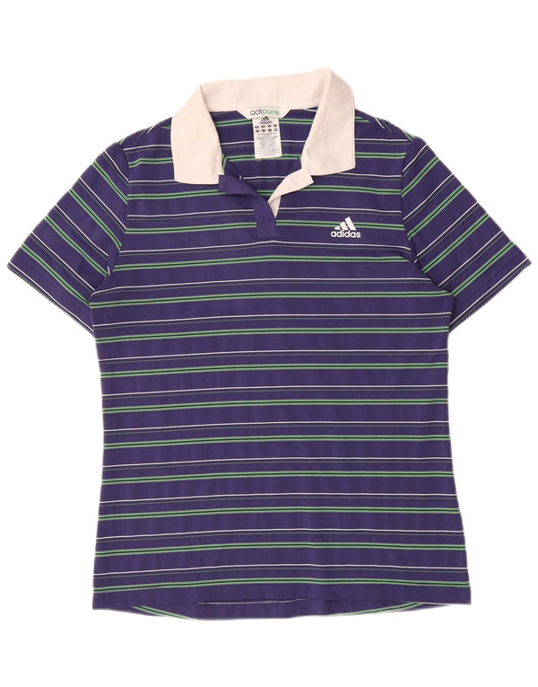 Adidas Womens Rugby Polo Shirt UK 18 XL Azul Marinho Listrado Poliéster