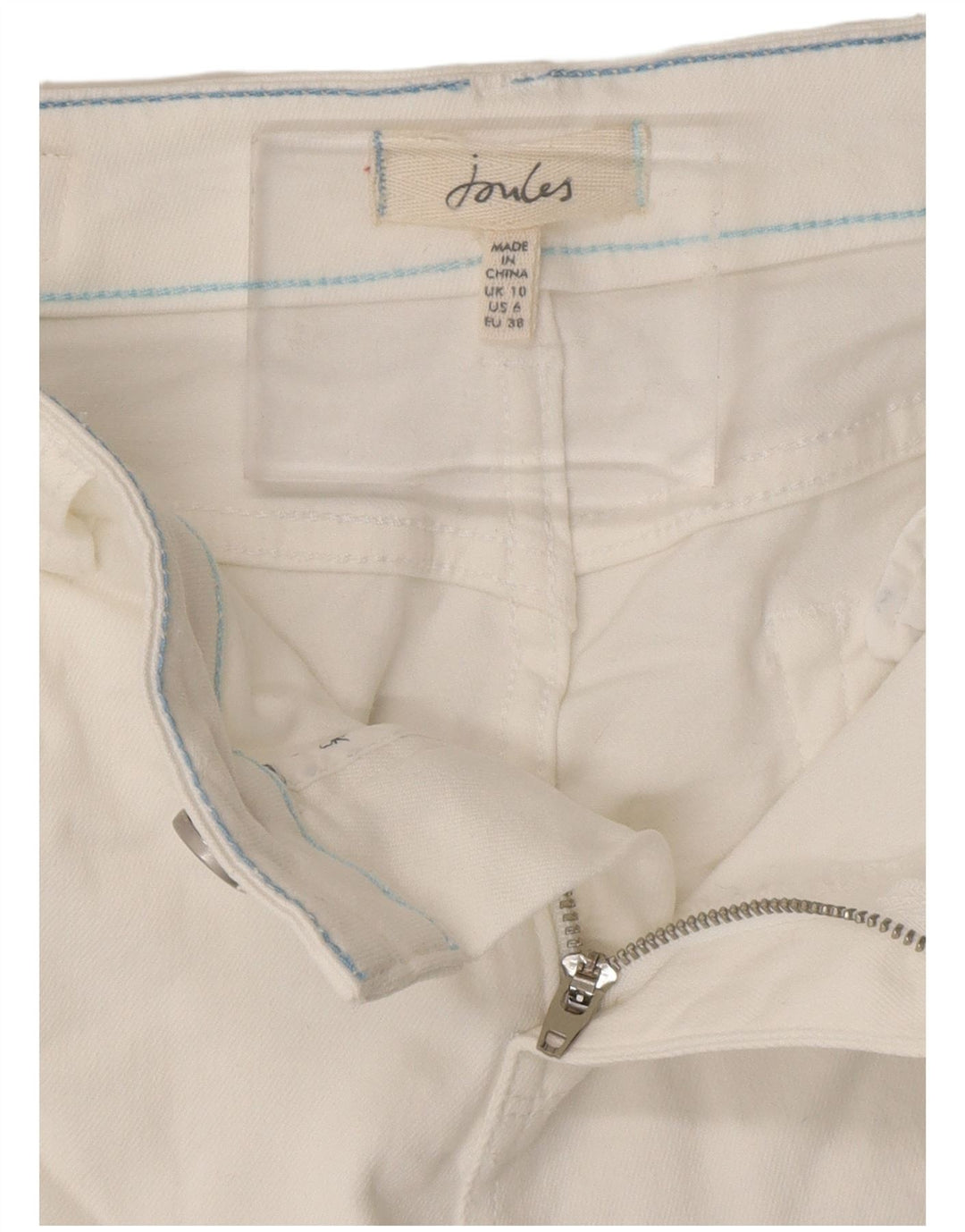 JOULES Calça jeans feminina slim UK 10 pequena W27 L28 algodão branco