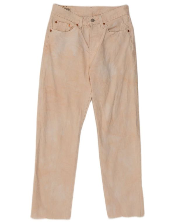 Calça Jeans Levis Feminina 501 Straight W26 L28 Bege Tie Dye Algodão