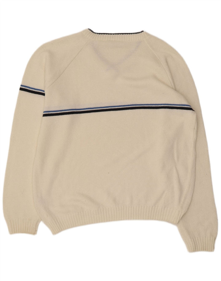 SERGIO TACCHINI Suéter masculino com decote em V grande algodão branco