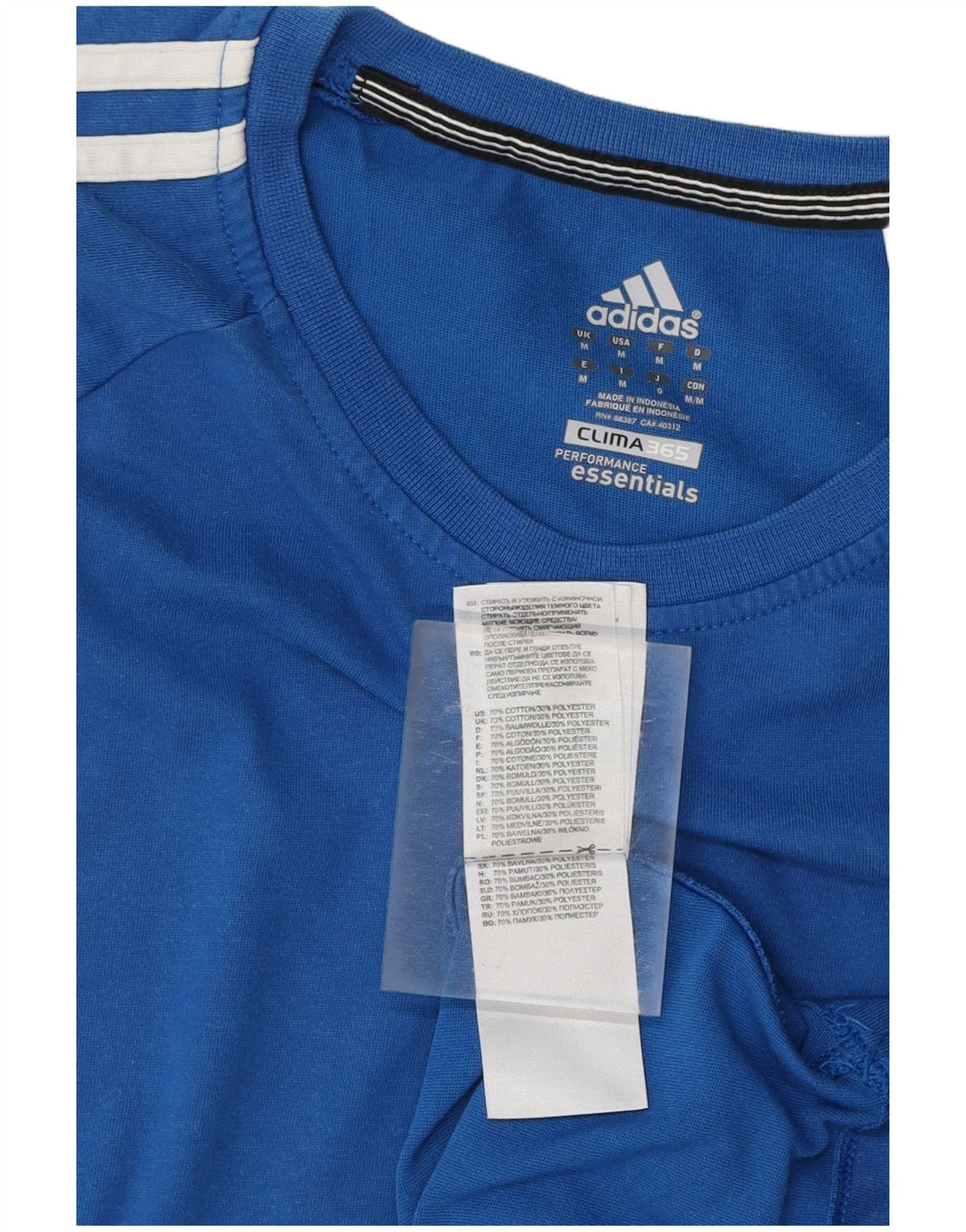 ADIDAS Mens Clima 365 Camiseta Top Médio Algodão Azul