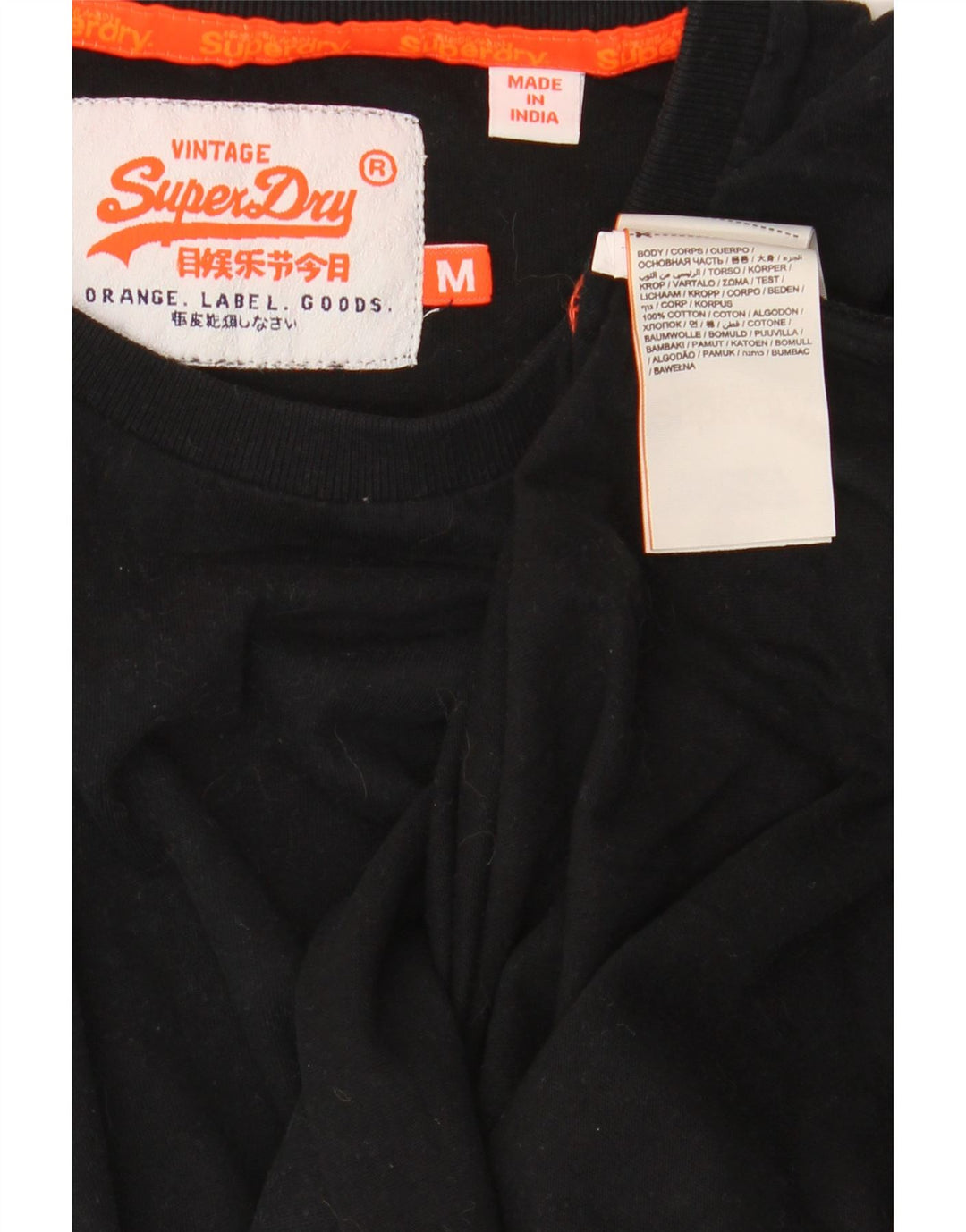 Camiseta masculina Superdry Top médio algodão preto
