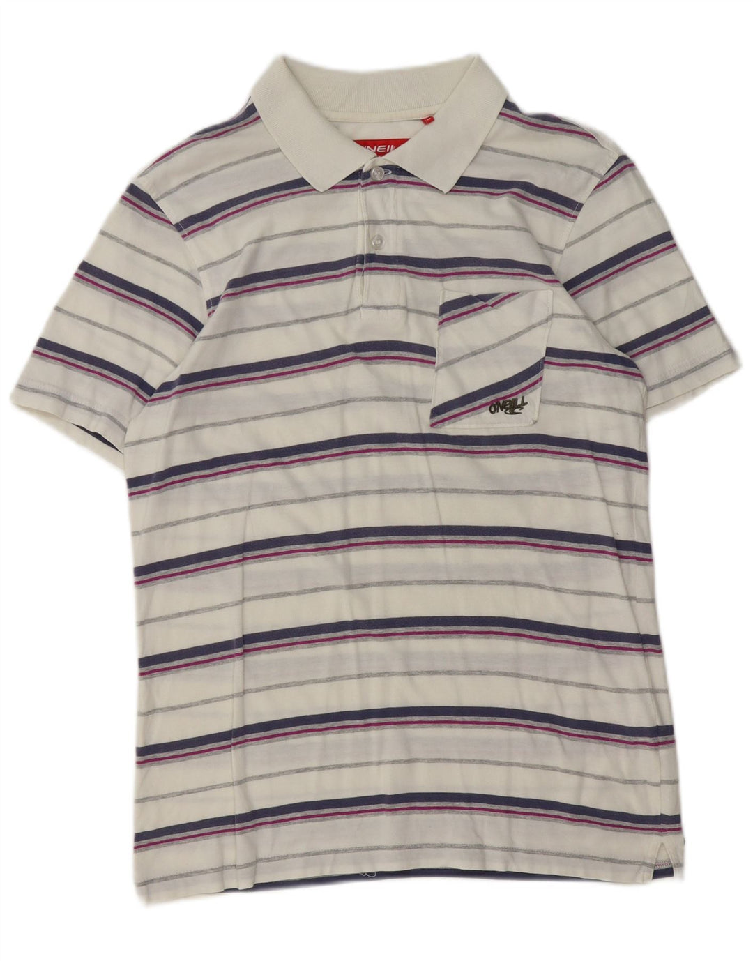 Camisa polo masculina O'Neill de algodão listrado branco médio