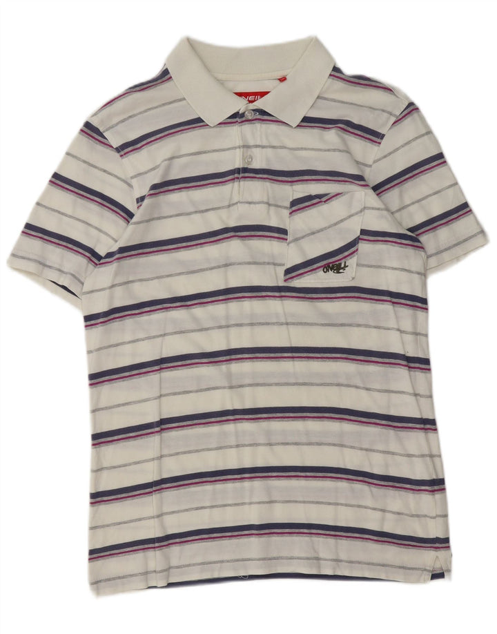 Camisa polo masculina O'Neill de algodão listrado branco médio