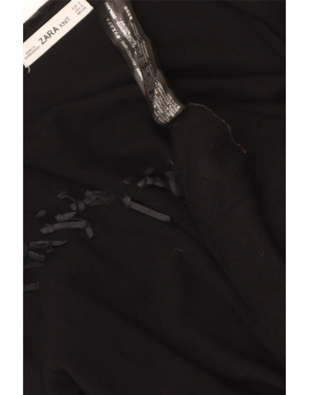 Suéter cardigan aberto assimétrico feminino Zara Reino Unido 10 pequeno poliéster preto
