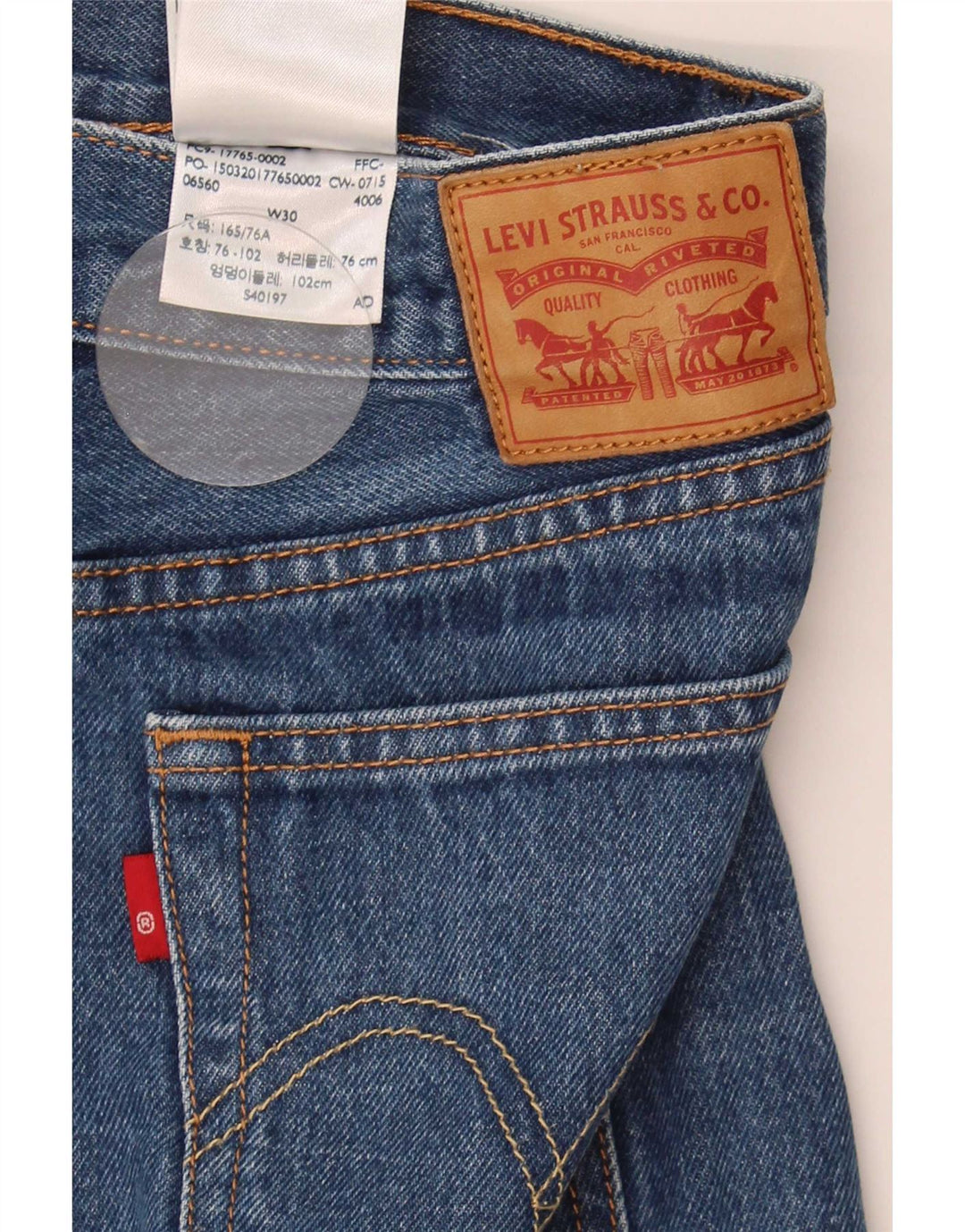 Mini saia jeans feminina Levi's W30 algodão azul médio