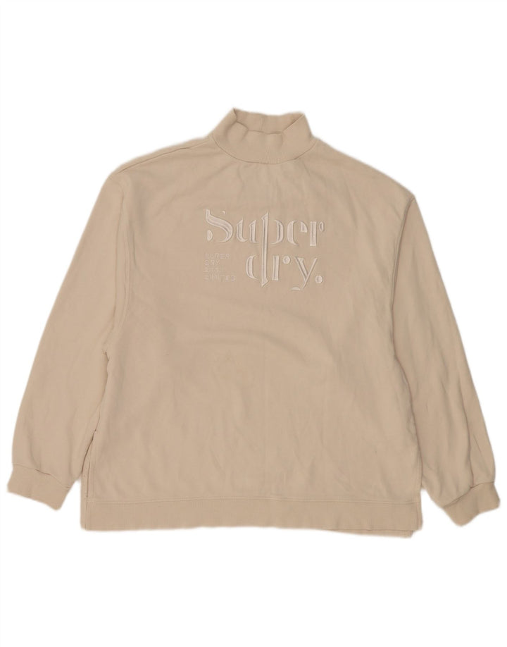 Superdry feminino gráfico oversized moletom jumper UK 12 médio bege