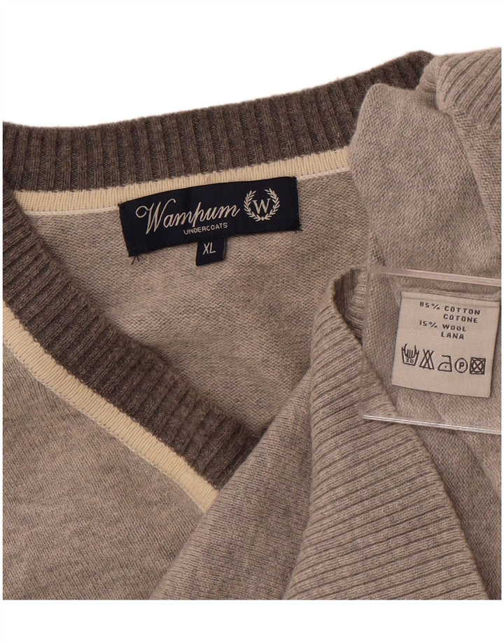 Suéter feminino WAMPUM com decote em V UK 18 XL algodão cinza