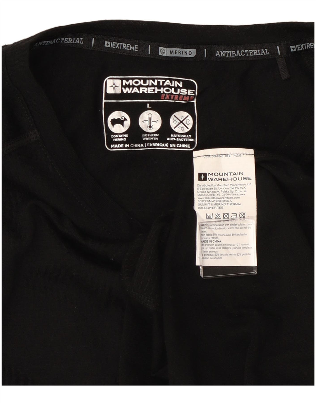 Camiseta masculina Mountain Warehouse grande lã preta