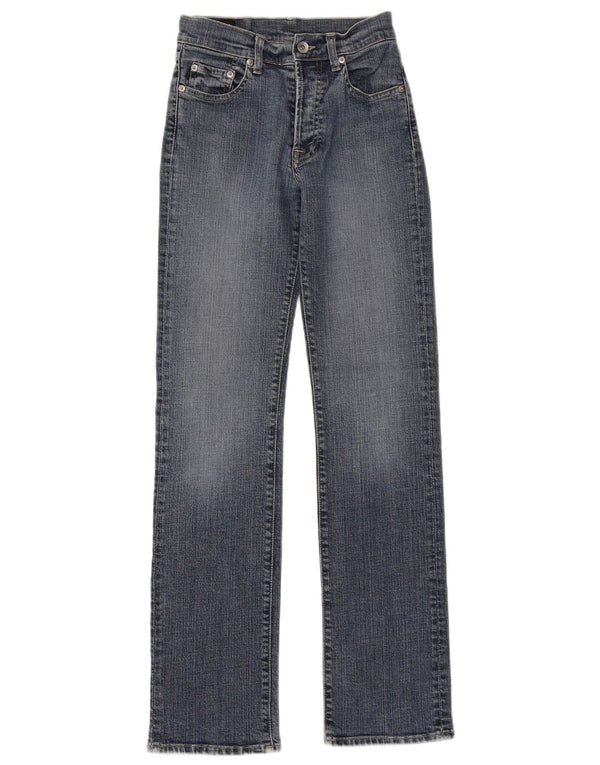 PEPE Jeans feminino jeans reto UK 8 pequeno W26 L31 algodão azul