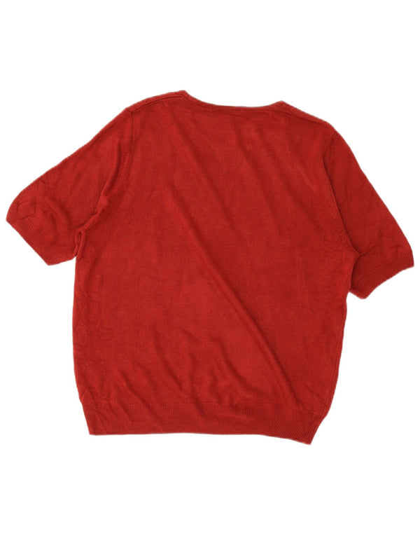Suéter feminino Marks & Spencer de manga curta com gola redonda Reino Unido 18 XL vermelho