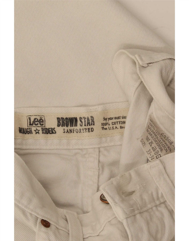 Lee Mens Riders Calça Jeans Recortada W33 L24 Algodão Branco