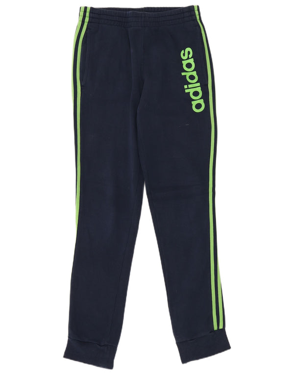 ADIDAS Mens Graphic Treino Calças Joggers Pequeno Algodão Azul Marinho