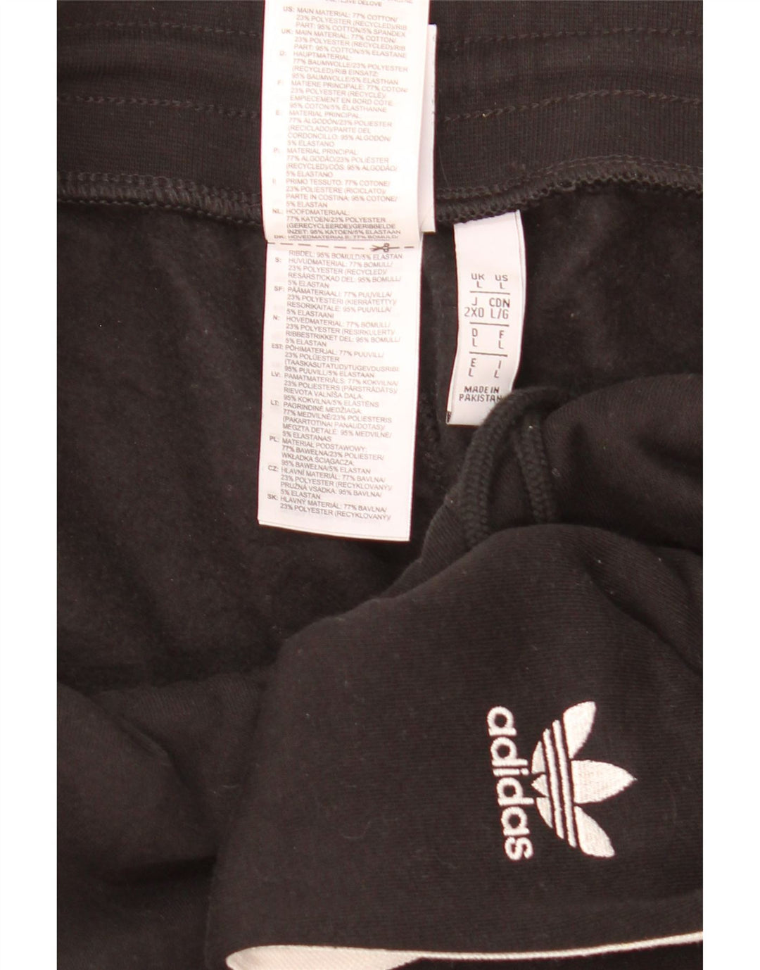 Adidas Calças de treino femininas joggers grandes de algodão preto