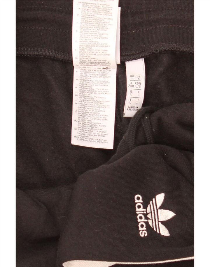Adidas Calças de treino femininas joggers grandes de algodão preto