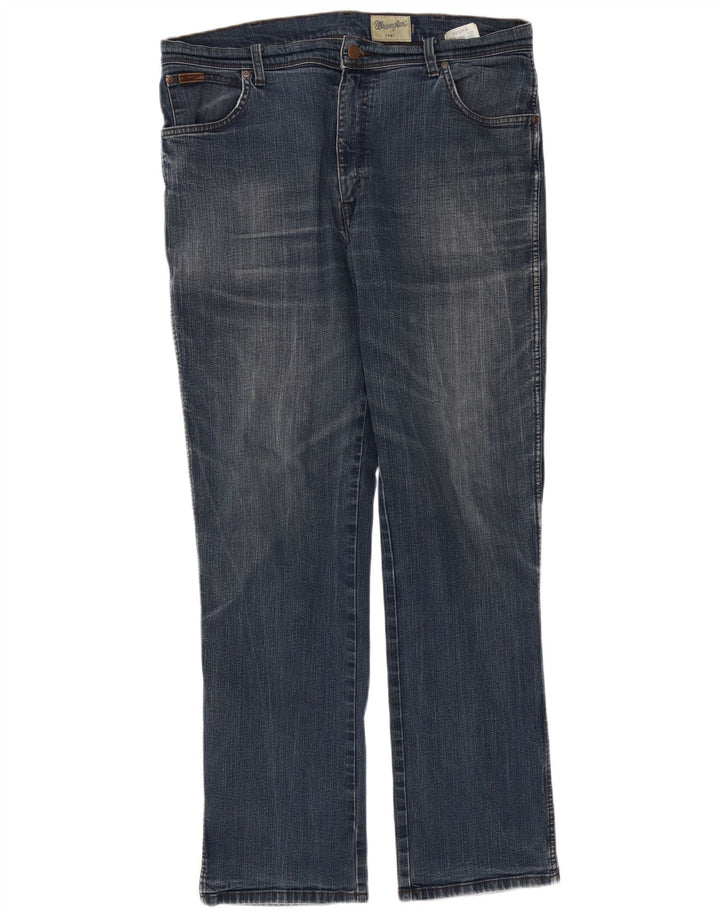 Wrangler Masculino Texas Stretch Straight Jeans W38 L34 Azul Algodão
