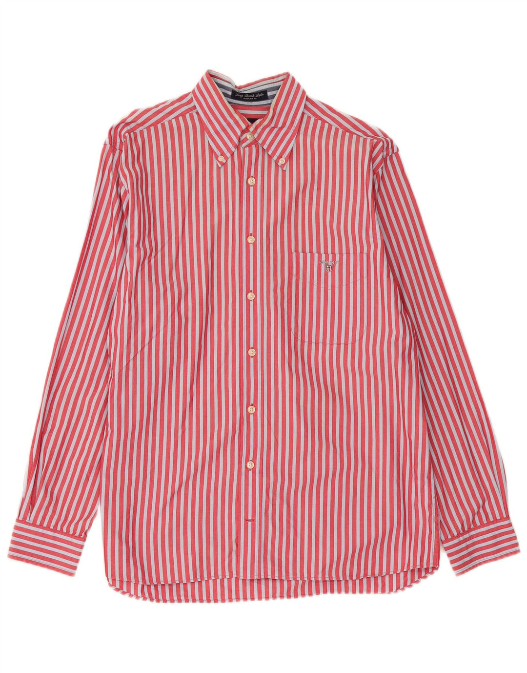 Camisa masculina Gant de algodão listrado vermelho médio