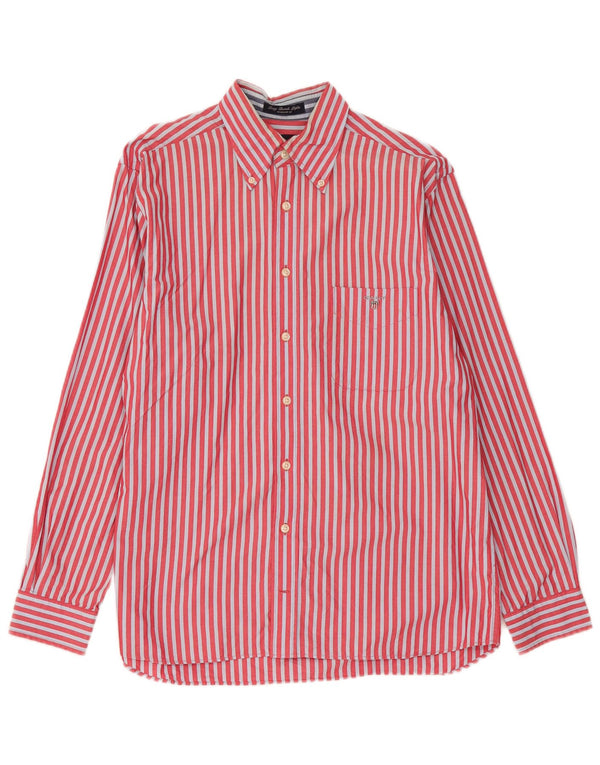 Camisa masculina Gant de algodão listrado vermelho médio
