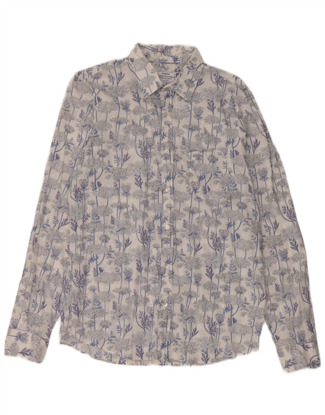 Camisa masculina Robert Friedman grande algodão floral azul