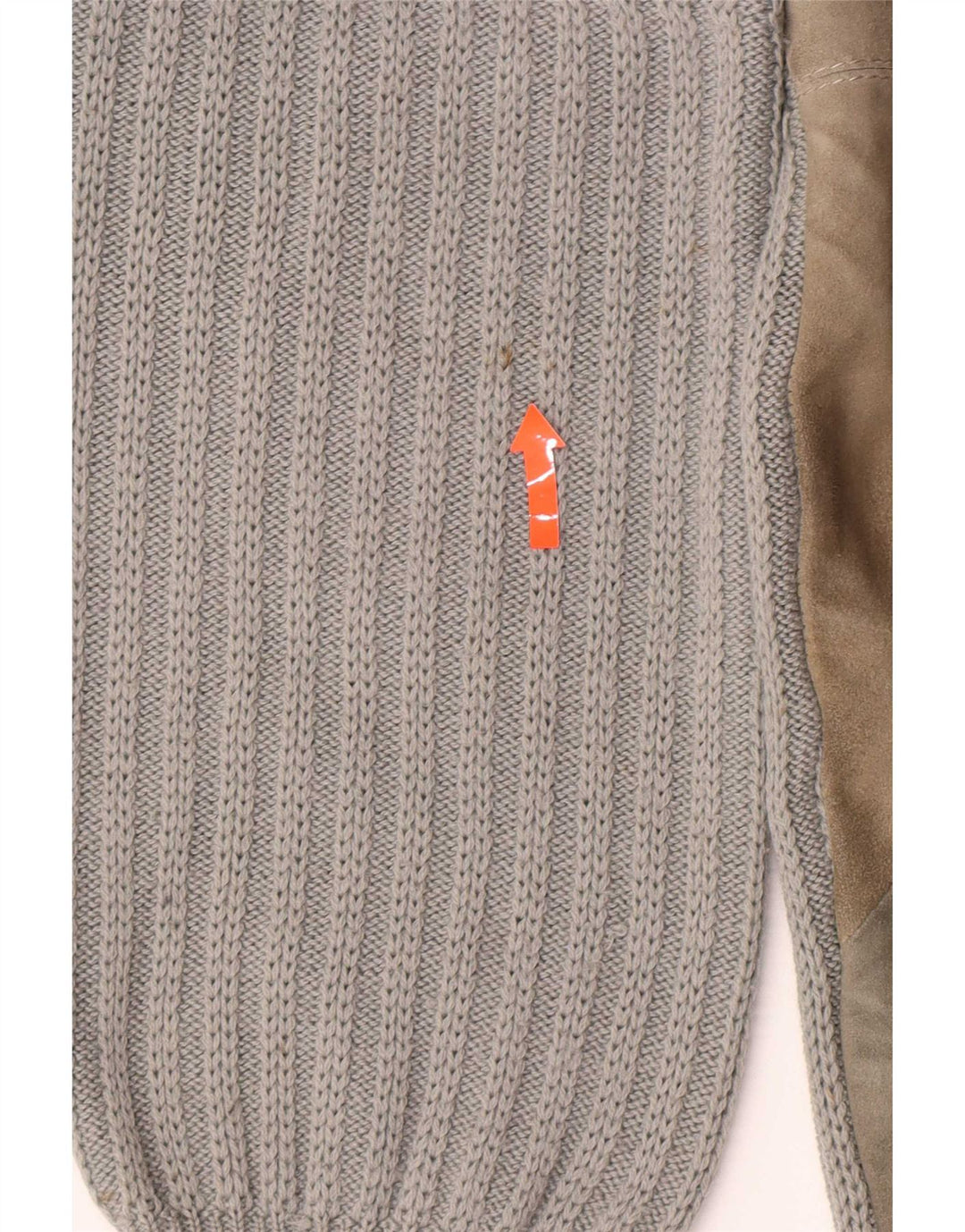 Suéter vintage masculino com gola redonda, grande lã colorblock cinza