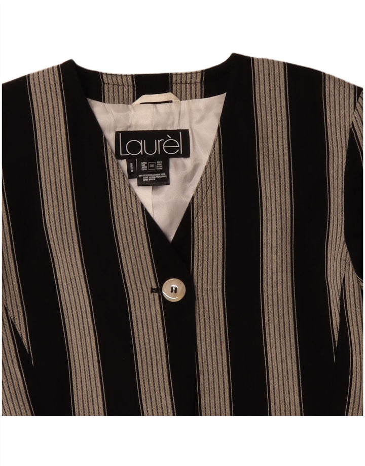 Jaqueta blazer feminina Laurel com 1 botão e corte UE 36 pequena lã preta listrada