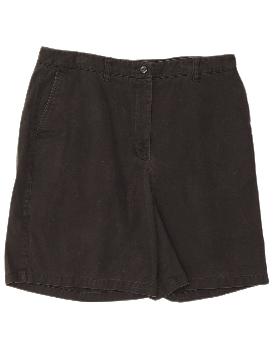 Shorts Chino Alto Feminino Eddie Bauer US 12 Grande W32 Algodão Preto
