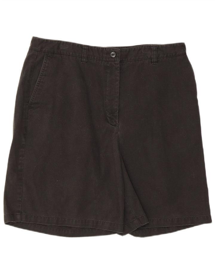 Shorts Chino Alto Feminino Eddie Bauer US 12 Grande W32 Algodão Preto