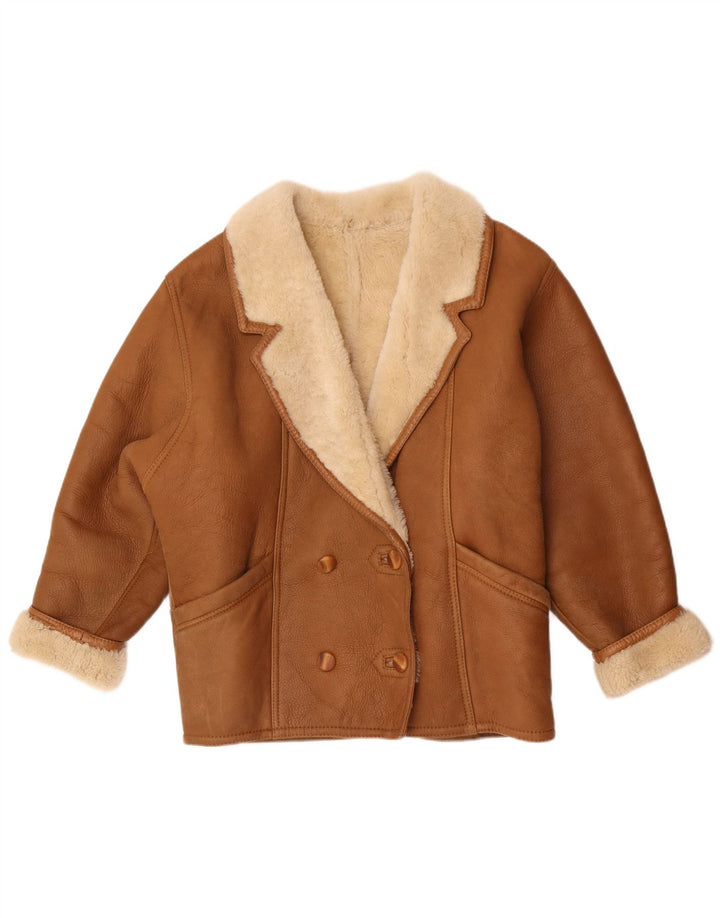 Jaqueta feminina vintage Shearling UK 18 XL marrom