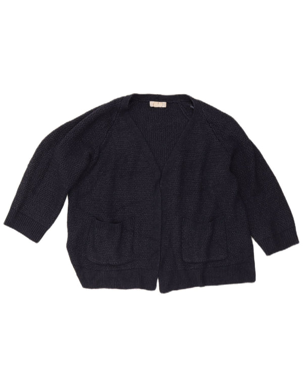 Suéter feminino Fat Face com manga 3/4 e cardigã aberto Reino Unido 16 grande azul marinho
