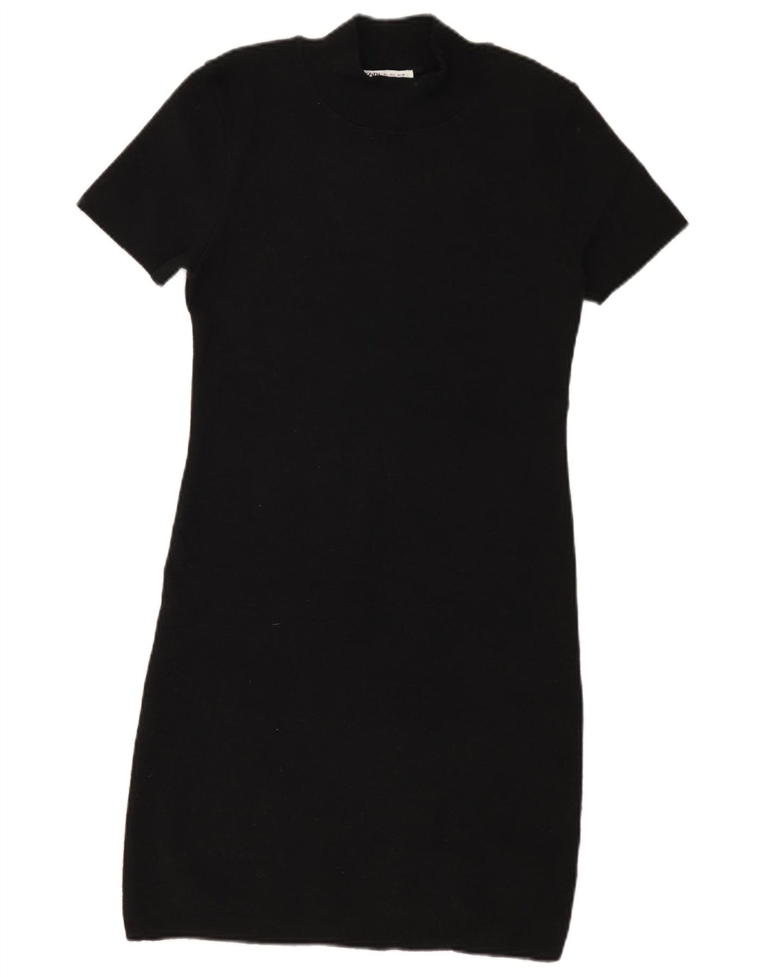 Vestido camiseta feminino Zara Reino Unido 14 grande poliéster preto