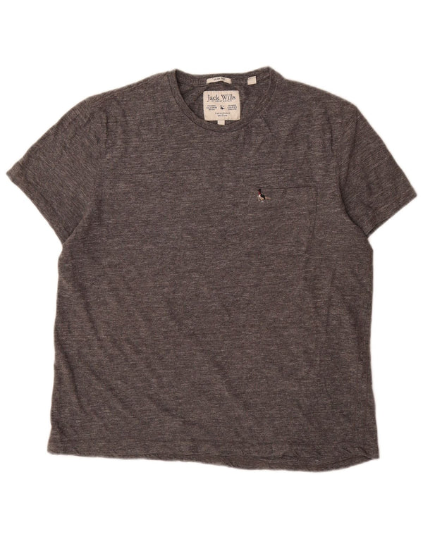 Jack Wills Mens Slim Fit Camiseta Top 2XL Algodão Cinza