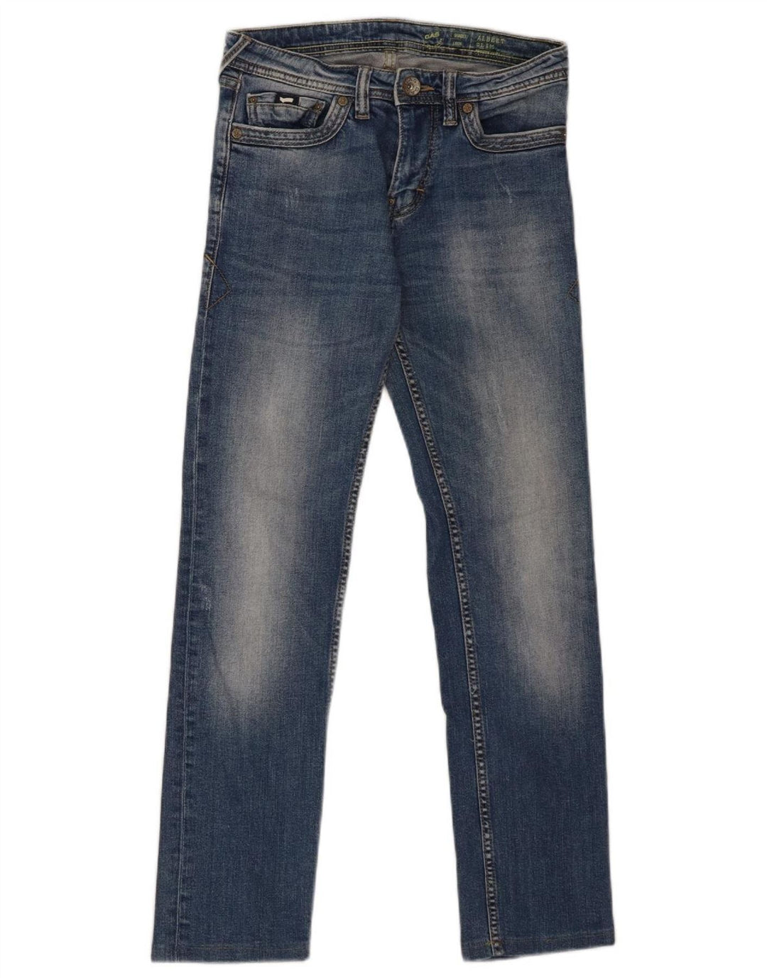 GAS Womens Albert Slim Jeans W28 L28 Azul Algodão
