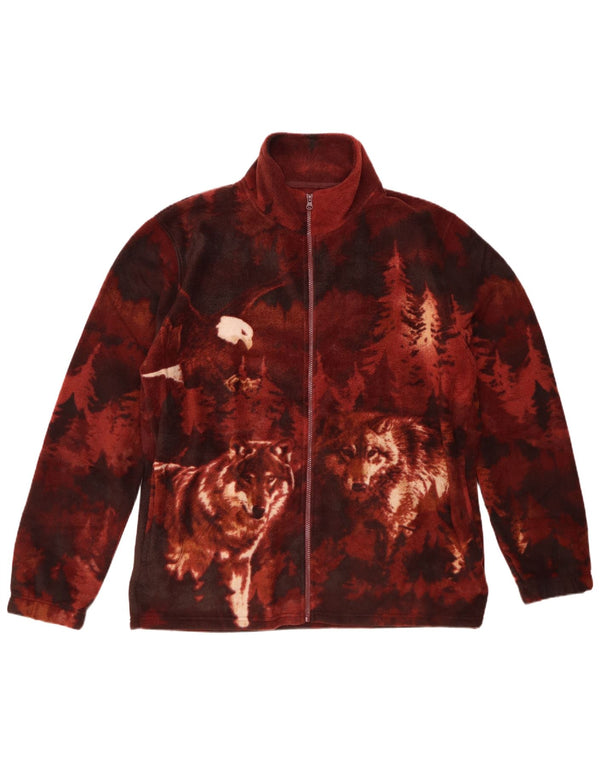 Atlas For Men Mens Graphic Fleece Jacket UK 40 Grande Borgonha Animal Print