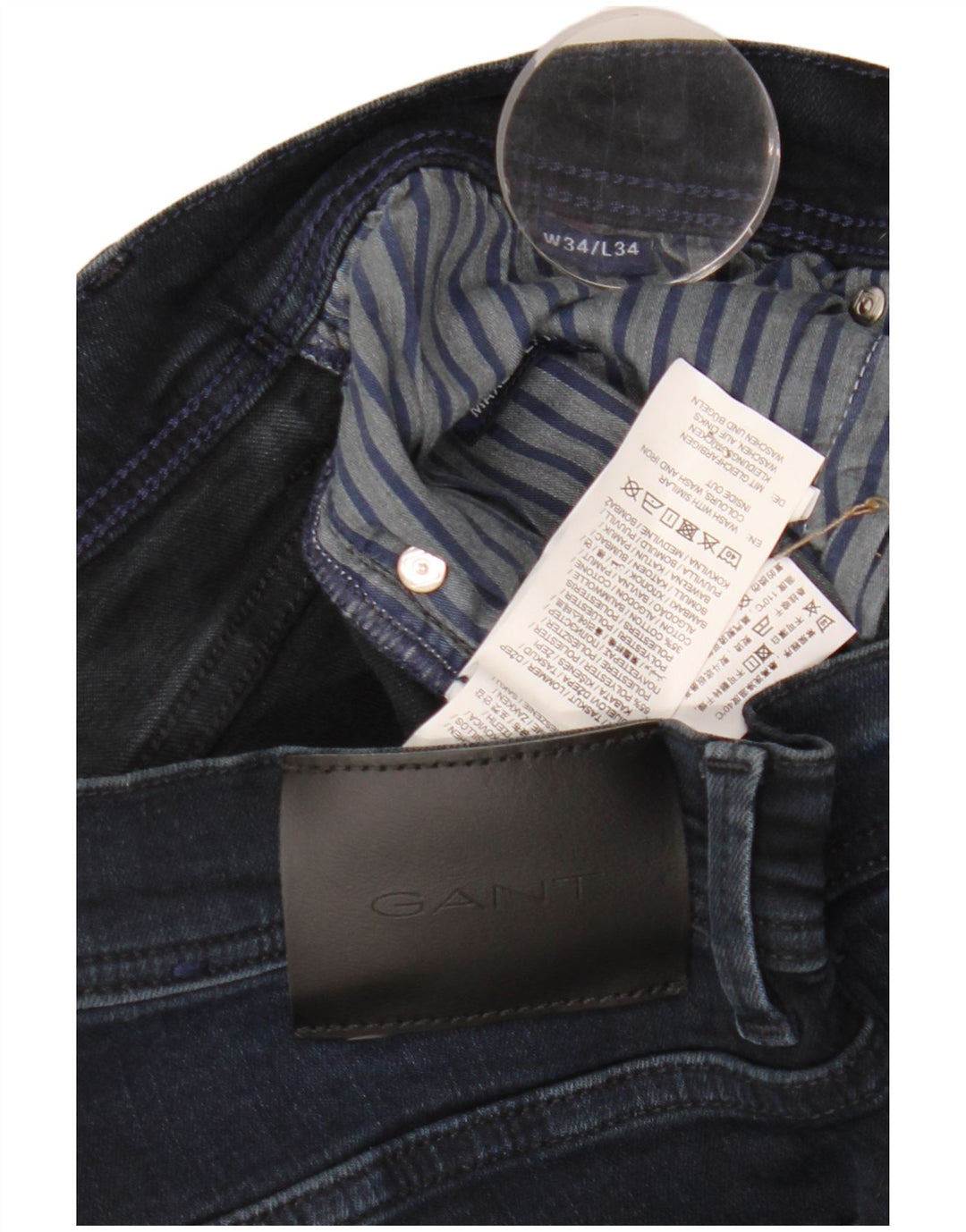 Gant Mens Slim Jeans W34 L34 Azul Marinho Algodão