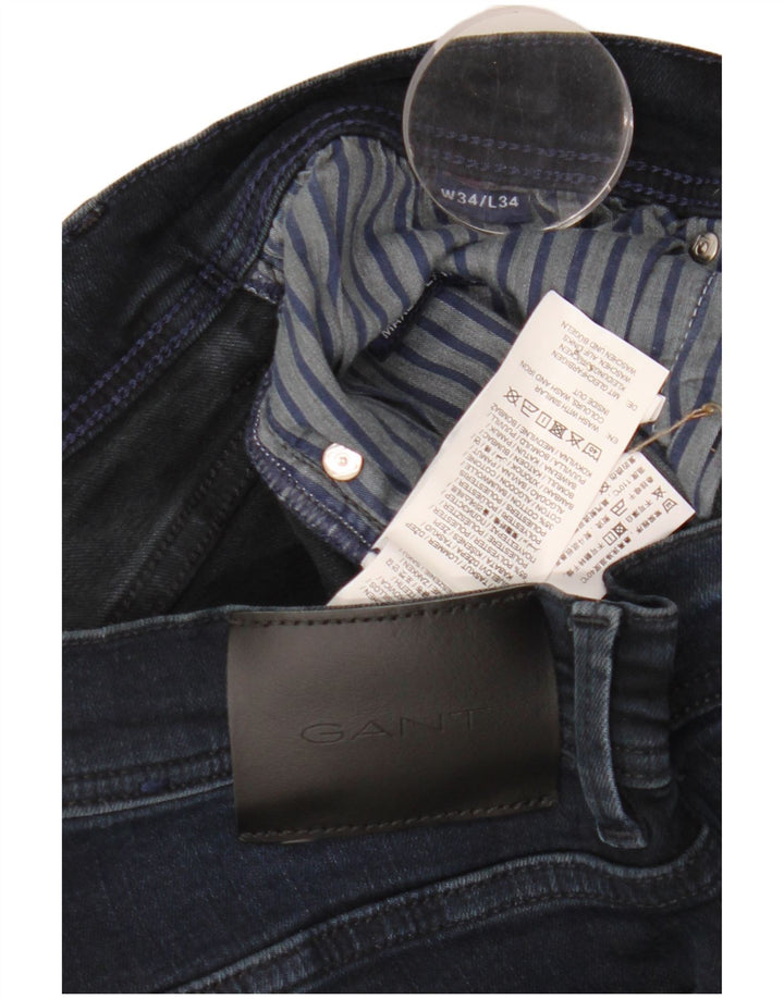 Gant Mens Slim Jeans W34 L34 Azul Marinho Algodão