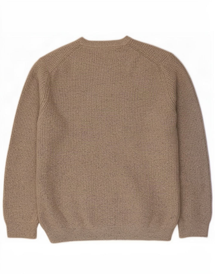 Suéter masculino Marks & Spencer com gola redonda, grande poliamida manchada cinza