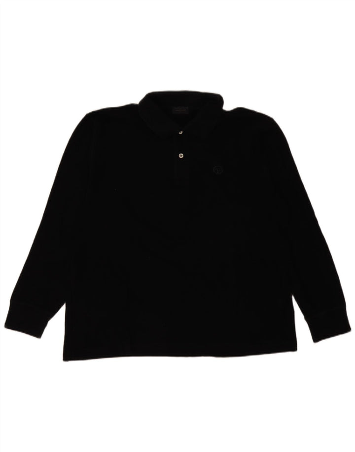 Camisa polo masculina de manga comprida Sergio Tacchini IT 50 algodão preto médio