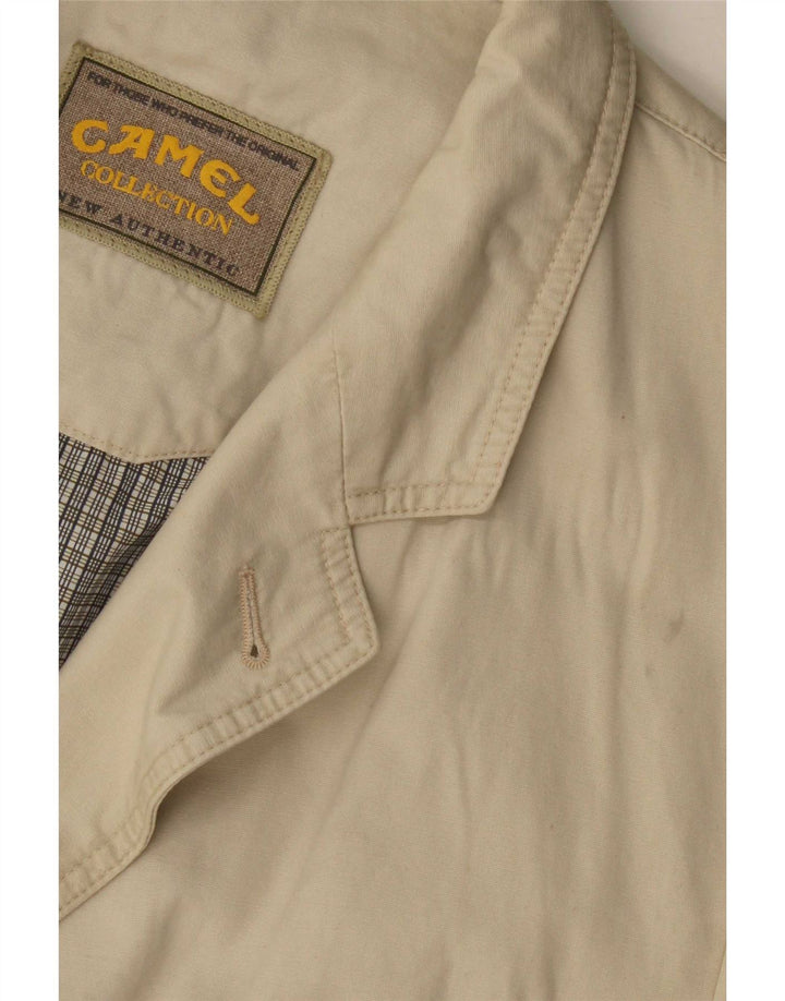 Jaqueta blazer masculina Camel Active com 3 botões Reino Unido 40 algodão bege grande