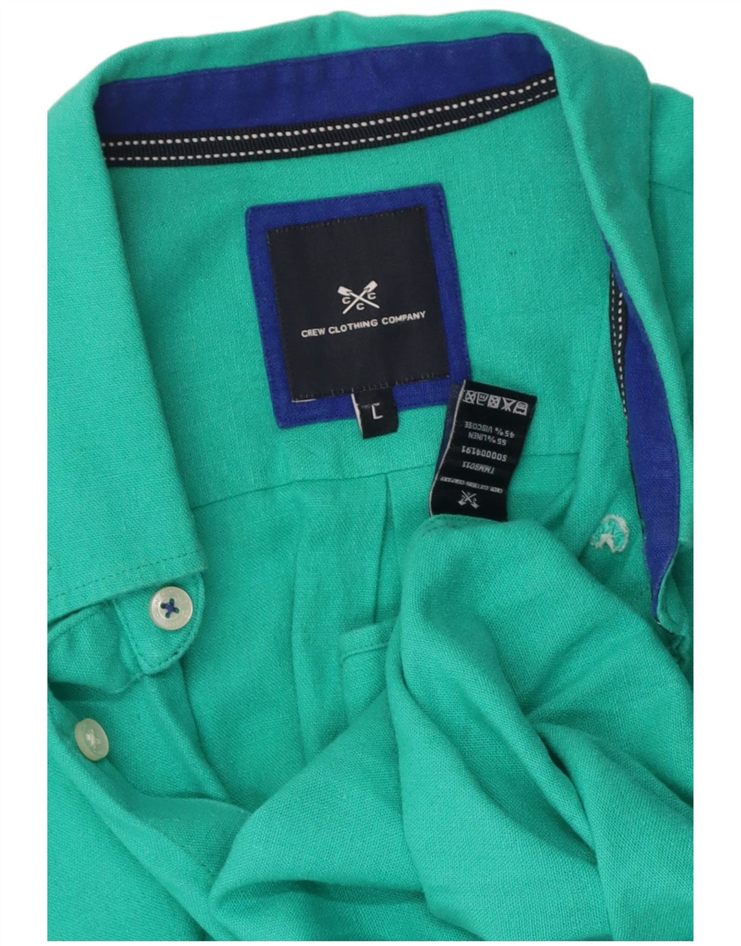 CREW CLOTHING Camisa masculina grande linho verde